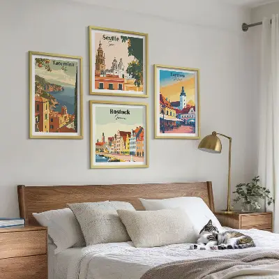 Kystbyernes arkitektur billedvæg til ophæng over sofaen