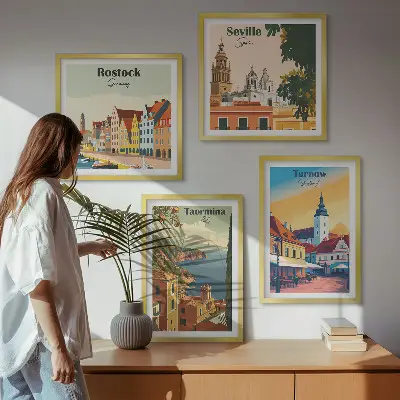 Kystbyernes arkitektur billedvæg til ophæng over sofaen