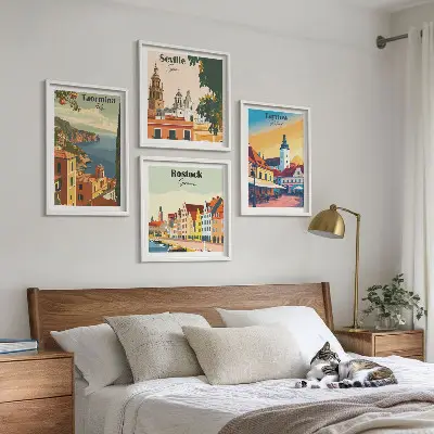 Kystbyernes arkitektur billedvæg til ophæng over sofaen
