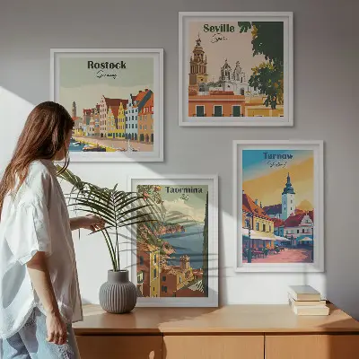 Kystbyernes arkitektur billedvæg til ophæng over sofaen