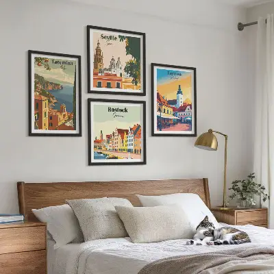 Kystbyernes arkitektur billedvæg til ophæng over sofaen