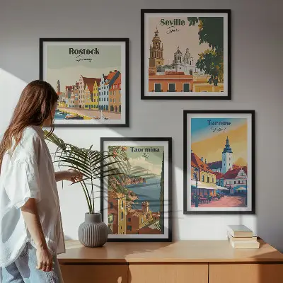 Kystbyernes arkitektur billedvæg til ophæng over sofaen