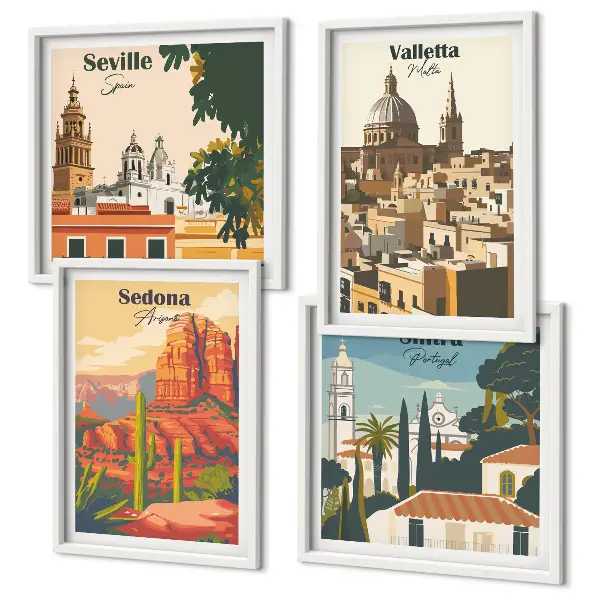 Retro bybilleder Sedona Sintra billedsæt med ramme
