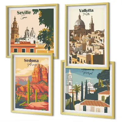 Retro bybilleder Sedona Sintra billedsæt med ramme
