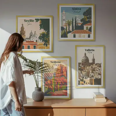 Retro bybilleder Sedona Sintra billedsæt med ramme