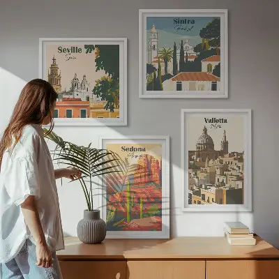 Retro bybilleder Sedona Sintra billedsæt med ramme
