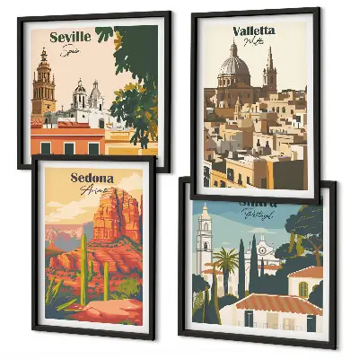 Retro bybilleder Sedona Sintra billedsæt med ramme