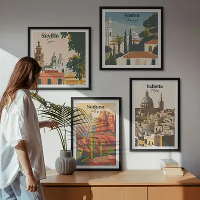 Retro bybilleder Sedona Sintra billedsæt med ramme