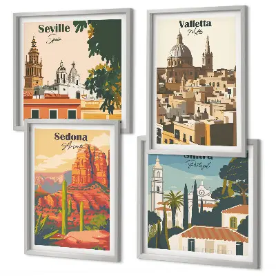 Retro bybilleder Sedona Sintra billedsæt med ramme