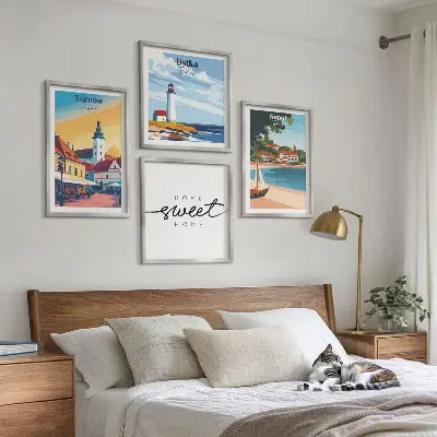 Billedsæt med ramme motiver af polske byer som Ustka Tarnów og Sopot
