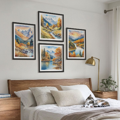 Billedvæg over sofa Bjerglandskab med en flod