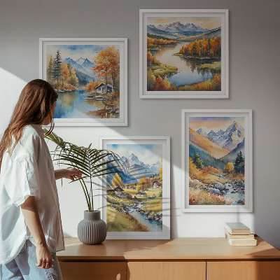Billedsæt med ramme Efterårslandskaber i naturen