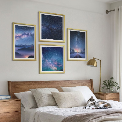 Billedvæg over sofa Nattehimlen bjerge vinter rum