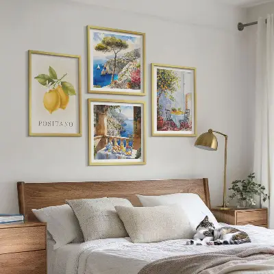 Udsigt over Positano citronarkitektur billedsæt med ramme