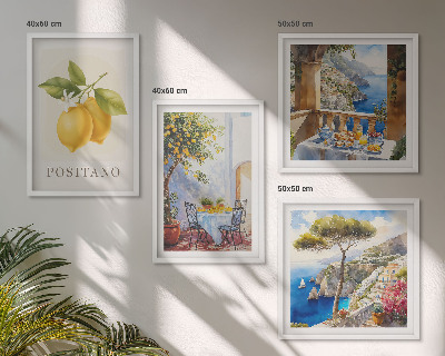 Billedsæt med ramme Udsigt over Positano citronarkitektur