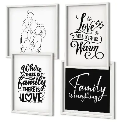 Billedsæt med ramme med motiv af familie, kærlighed, varme og hjem