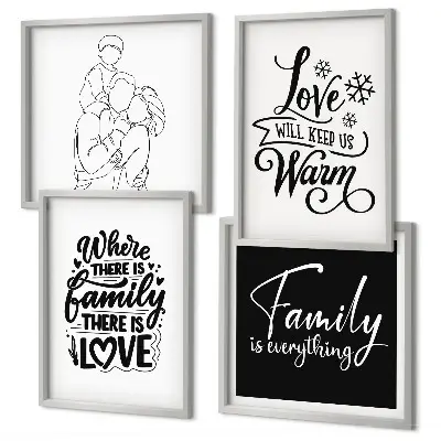 Billedsæt med ramme med motiv af familie, kærlighed, varme og hjem