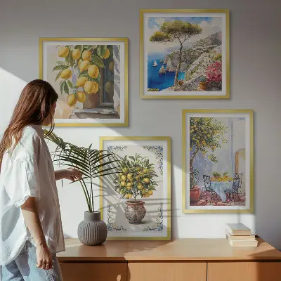 Citrontræer i solen billedsæt med ramme