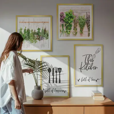 Indskriftstavler til køkkenurter og planter billedsæt med ramme