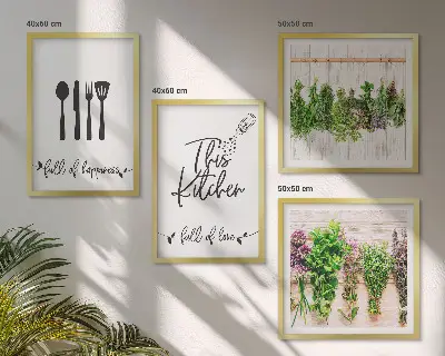 Indskriftstavler til køkkenurter og planter billedsæt med ramme