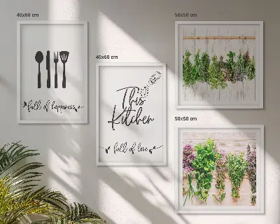 Indskriftstavler til køkkenurter og planter billedsæt med ramme