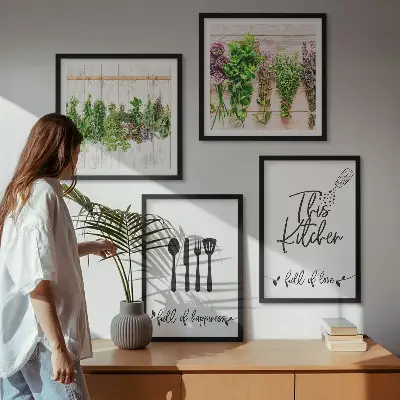 Indskriftstavler til køkkenurter og planter billedsæt med ramme