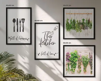 Indskriftstavler til køkkenurter og planter billedsæt med ramme