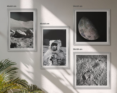 Billedsæt med ramme Måneastronaut fodaftryk