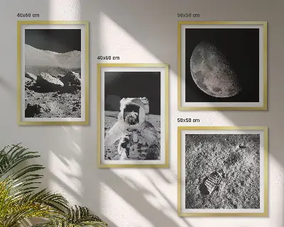 Måneastronaut fodaftryk billedsæt med ramme
