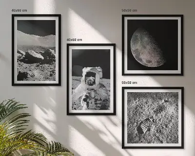 Måneastronaut fodaftryk billedsæt med ramme
