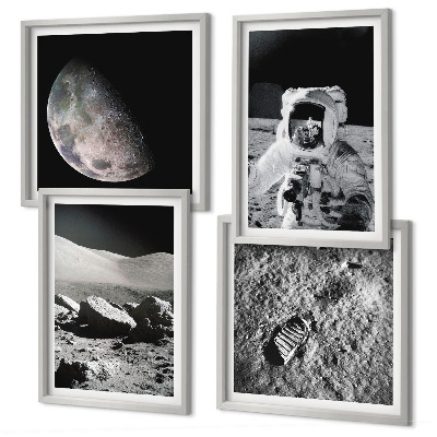 Billedsæt med ramme Måneastronaut fodaftryk