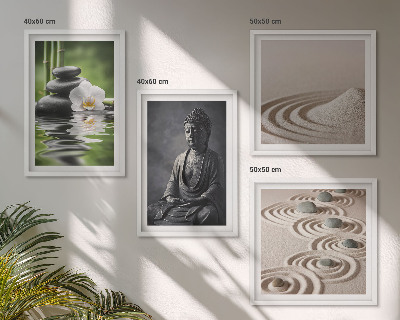 Billedvæg over sofa Afslappende Buddha på stranden