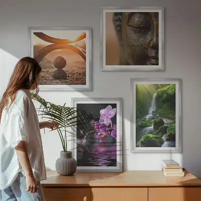 Blomster i vandet ved Buddha-vandfaldet billedsæt med ramme