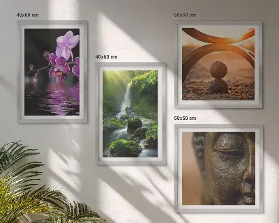 Blomster i vandet ved Buddha-vandfaldet billedsæt med ramme