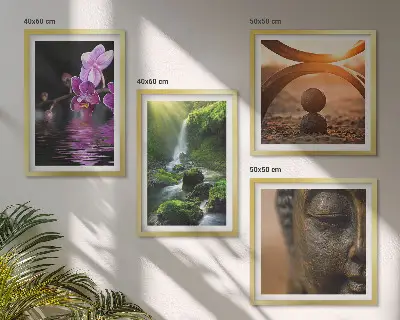 Blomster i vandet ved Buddha-vandfaldet billedsæt med ramme