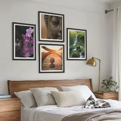 Blomster i vandet ved Buddha-vandfaldet billedsæt med ramme