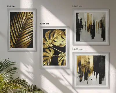Monstera palmeblade abstrakt billedvæg til over sofaen