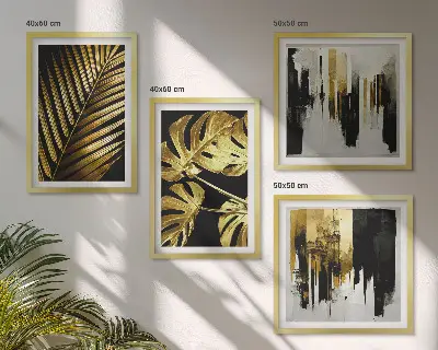 Monstera palmeblade abstrakt billedvæg til over sofaen