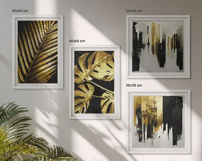 Monstera palmeblade abstrakt billedvæg til over sofaen