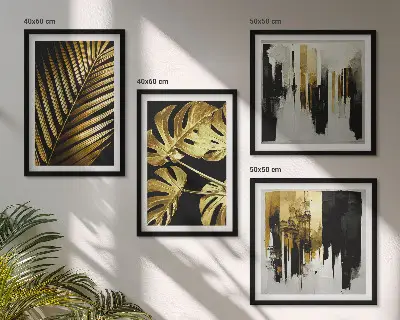 Monstera palmeblade abstrakt billedvæg til over sofaen