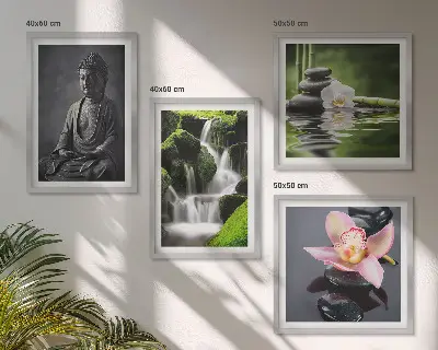 ZEN-malerier vandsten Buddha billedsæt med ramme