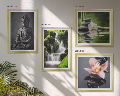 Billedsæt med ramme ZEN-malerier vandsten Buddha