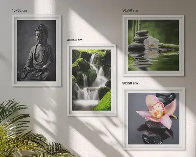 ZEN-malerier vandsten Buddha billedsæt med ramme
