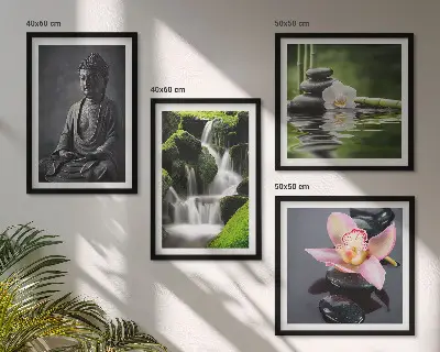 ZEN-malerier vandsten Buddha billedsæt med ramme