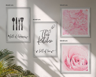 Billedsæt med ramme Køkkenets fine roseblomster