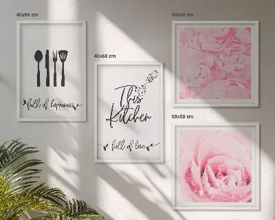 Køkkenets fine roseblomster billedsæt med ramme