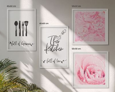 Billedsæt med ramme Køkkenets fine roseblomster