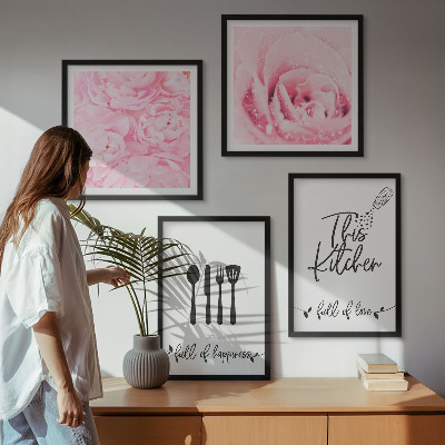 Billedsæt med ramme Køkkenets fine roseblomster