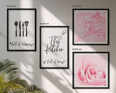 Billedsæt med ramme Køkkenets fine roseblomster