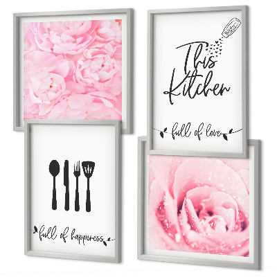 Billedsæt med ramme Køkkenets fine roseblomster